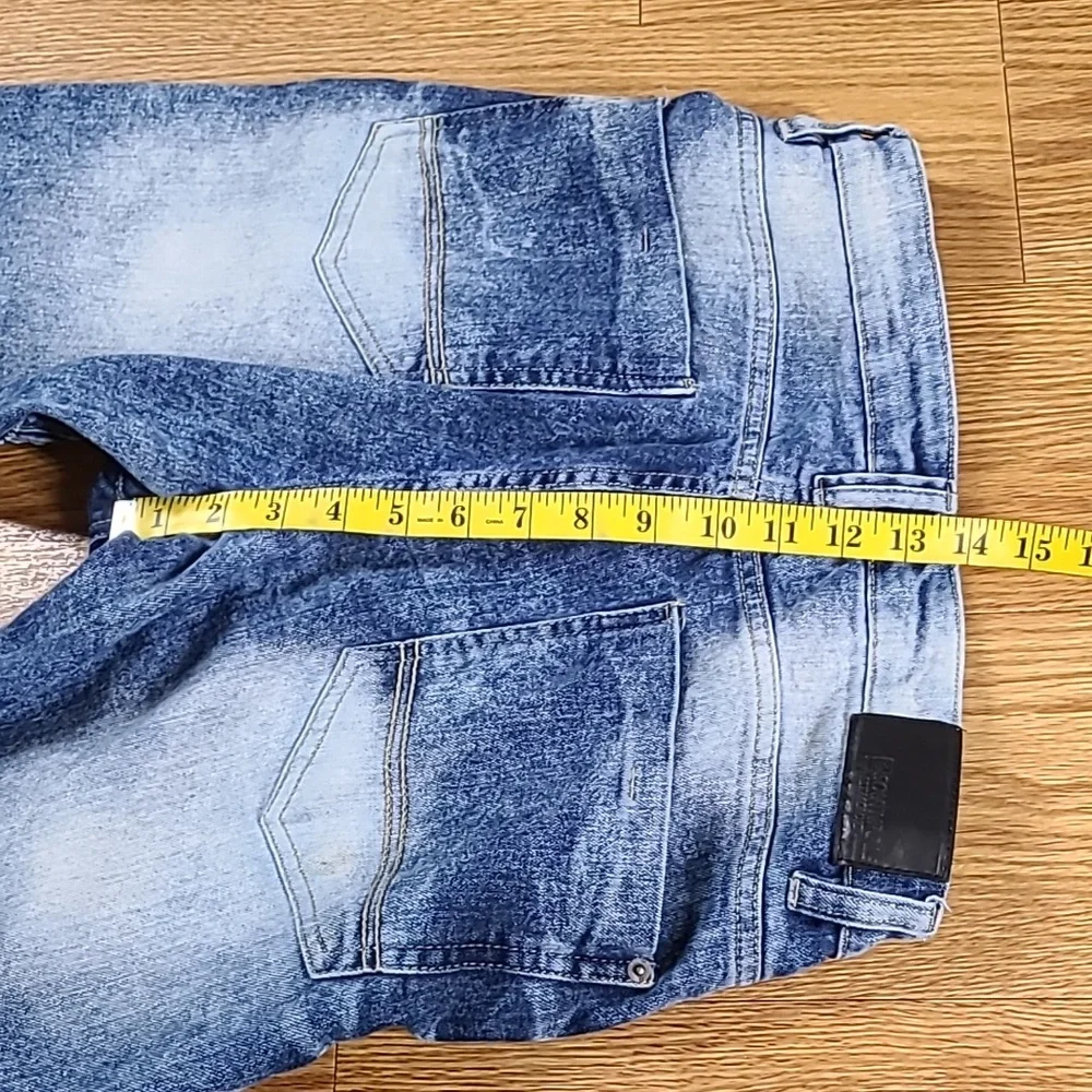 SOUTHPOLE VINTAGE MOTO 32x28.5 MENS ACID WASH STRECH DENIM DISTRESSED BLUE JEANS